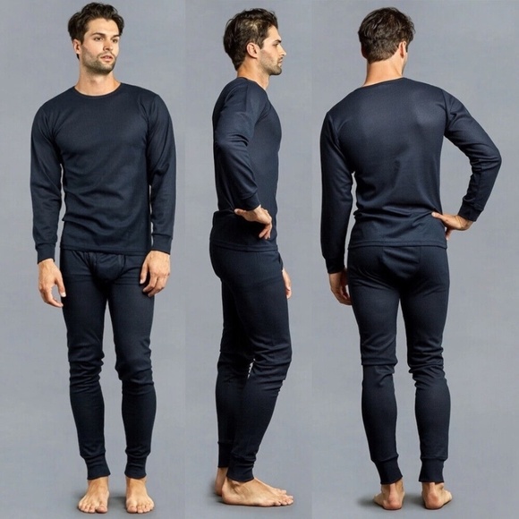 Knocker Mens Thermal Set  Long Sleeve Pajamas Pants Sleep Navy Size L - Picture 1 of 1